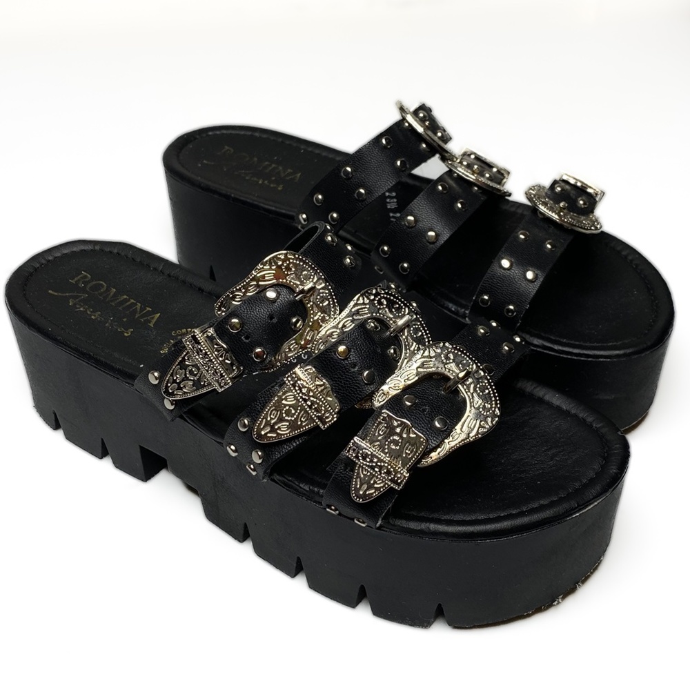 Chunky Faux Leather Sandals with Platform